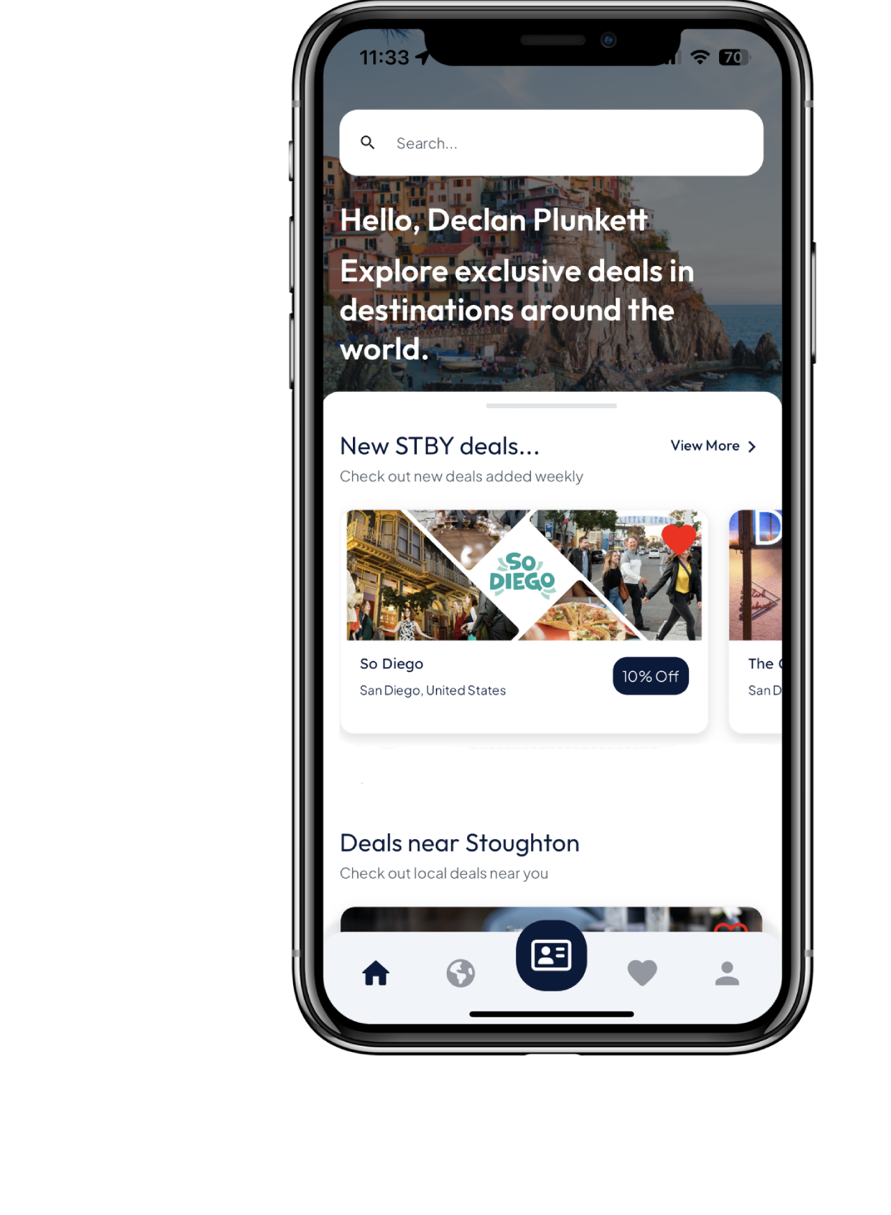 STBY app home screen showing exclusive crew deals